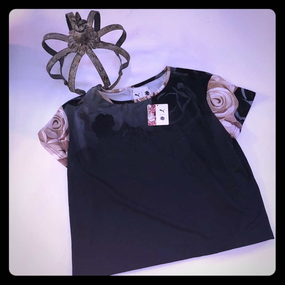 NWT Puma X Careaux Black Flower Top S